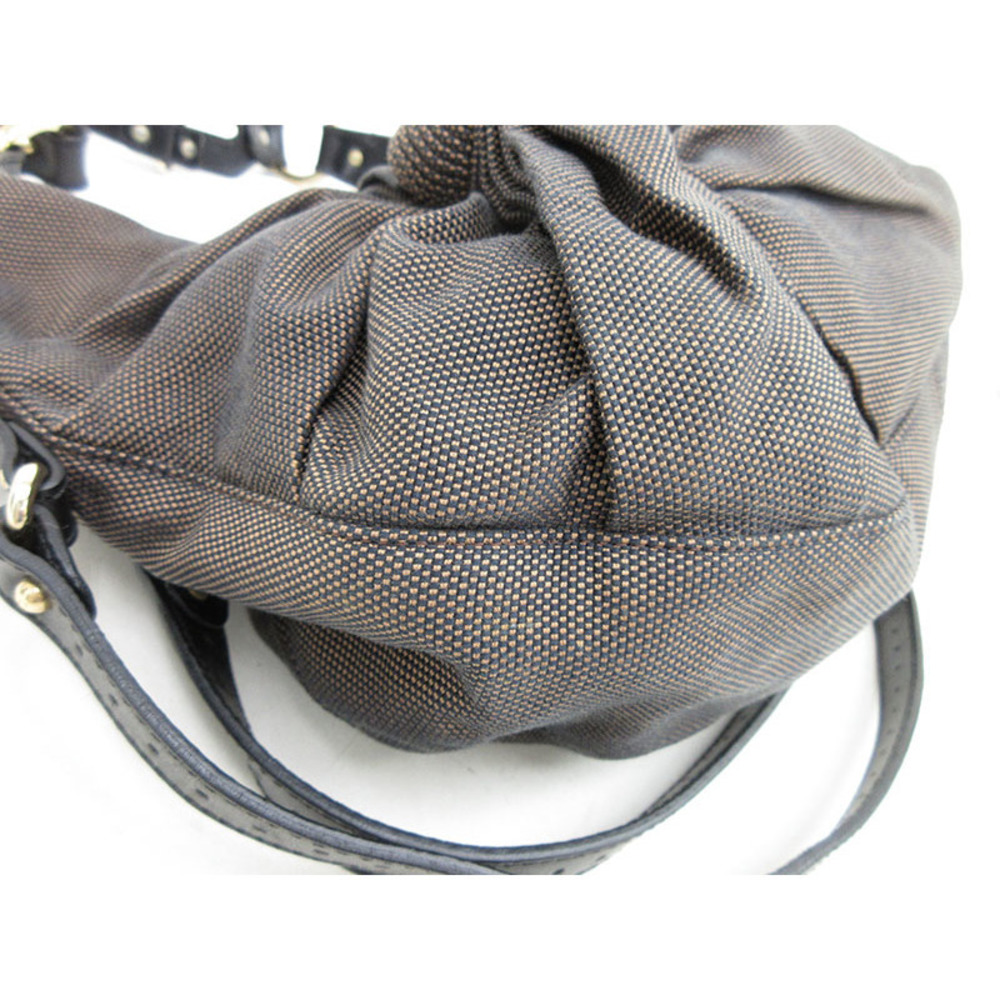 FENDI Shoulder Bag Brown Black Canvas Leather - Picture 5 of 10
